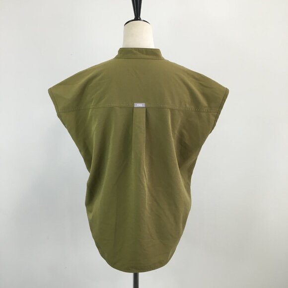 FIGS Oversized Olive Green RAFAELA Mandarin Collar Medical Scrub Top Shirt - Picture 7 of 11